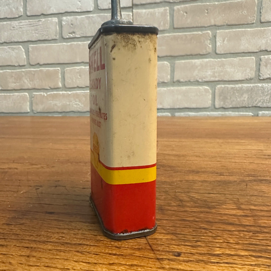 Vintage SHELL Handy Oil - Lead Top Oiler Advertising Tin Can - Gas & Oil