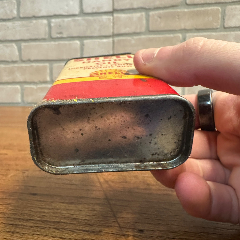 Vintage SHELL Handy Oil - Lead Top Oiler Advertising Tin Can - Gas & Oil
