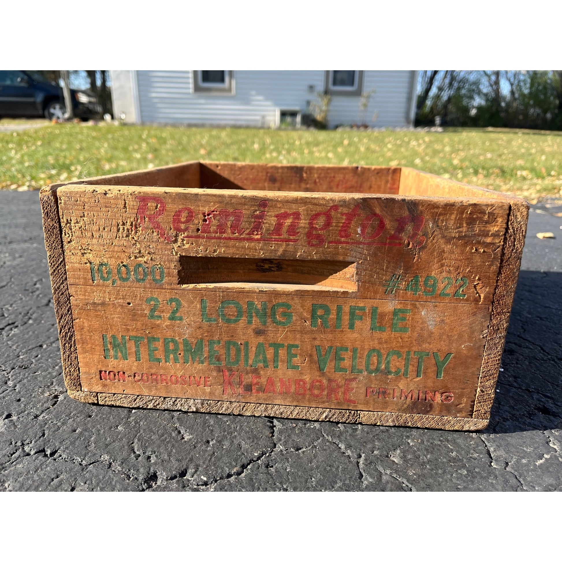 Vintage Remington Arms Wooden Ammo Box Crate .22 Long Shot DuPont Kleanbore