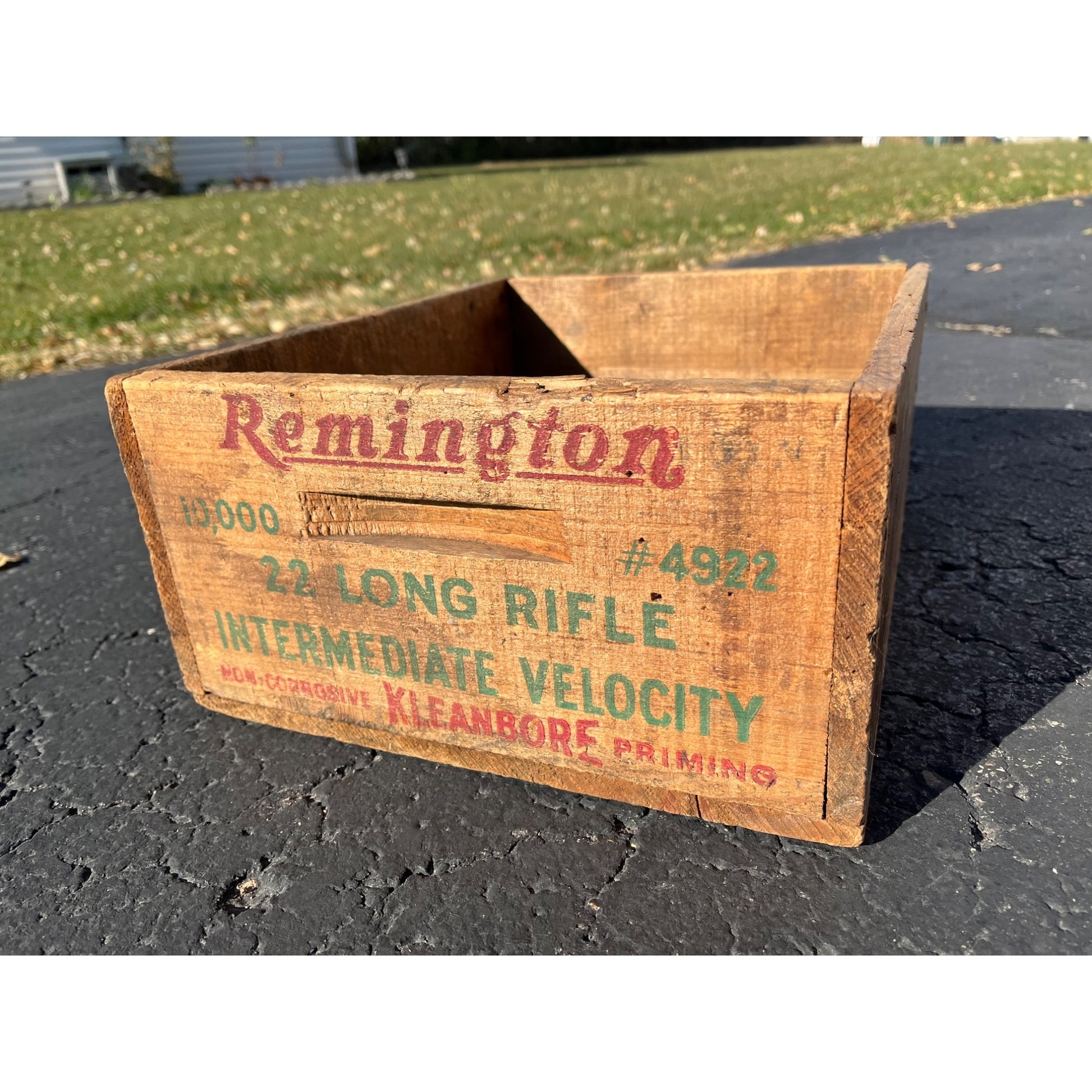 Vintage Remington Arms Wooden Ammo Box Crate .22 Long Shot DuPont Kleanbore