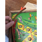 Vintage 1940s WWII Victory Bomber Poosh-M-Up Table Pinball Game w/ Original Box!
