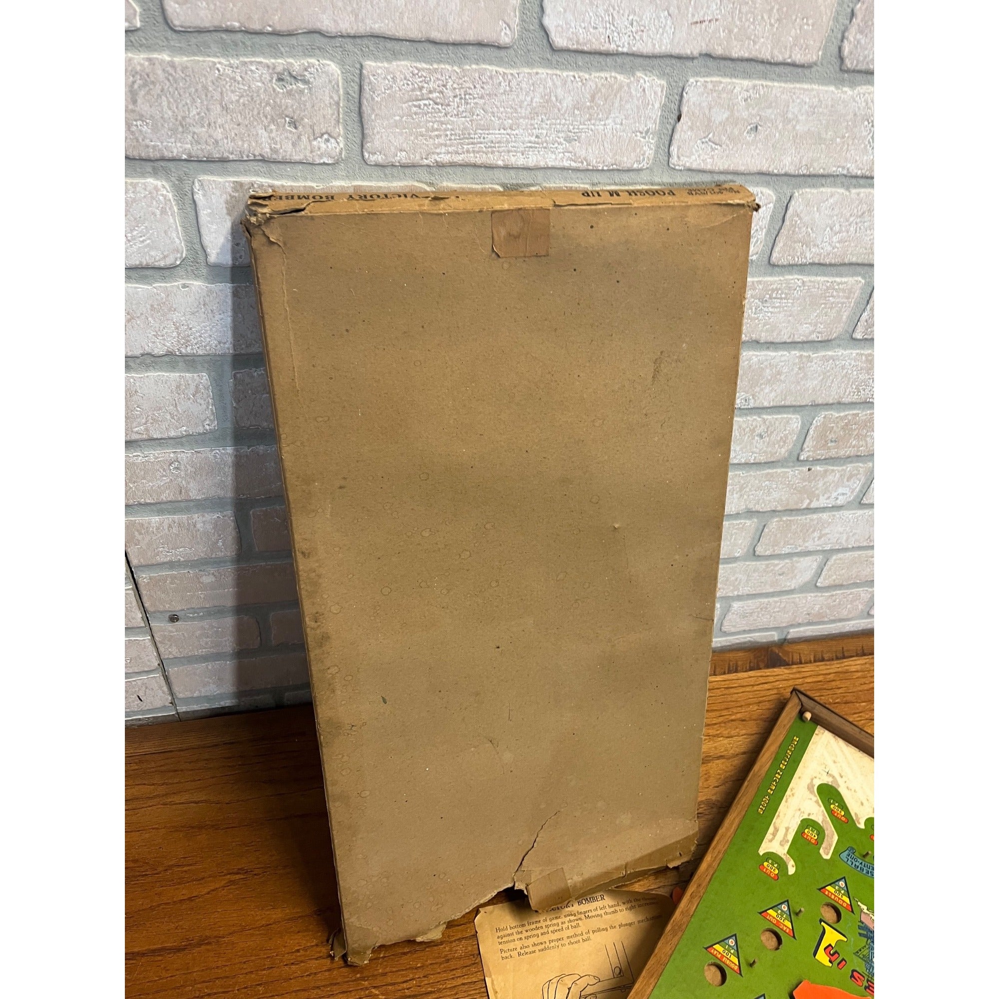 Vintage 1940s WWII Victory Bomber Poosh-M-Up Table Pinball Game w/ Original Box!