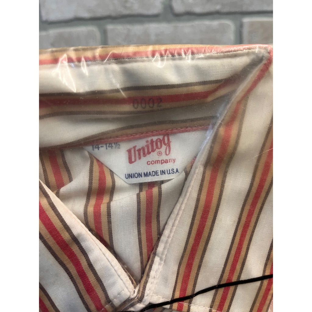 Vintage UNITOG Coca Cola Uniform Shirt Red Pin Striped 14 - 14 1/2 New NOS Coke