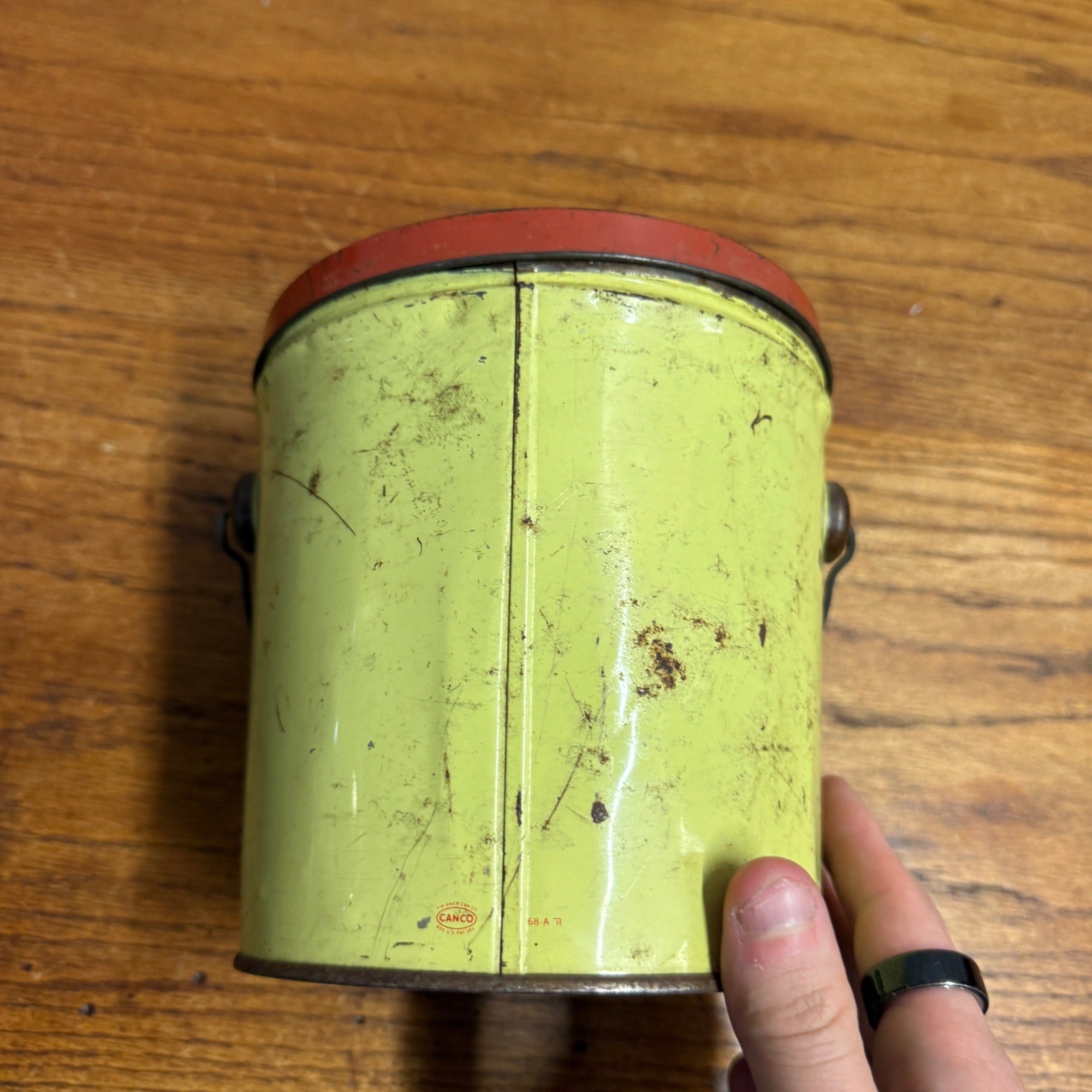 Vintage Swift's Peanut Butter Tin Pail With Lid and Wire Metal Handle 5lb Size Primitive Kitchen Decor