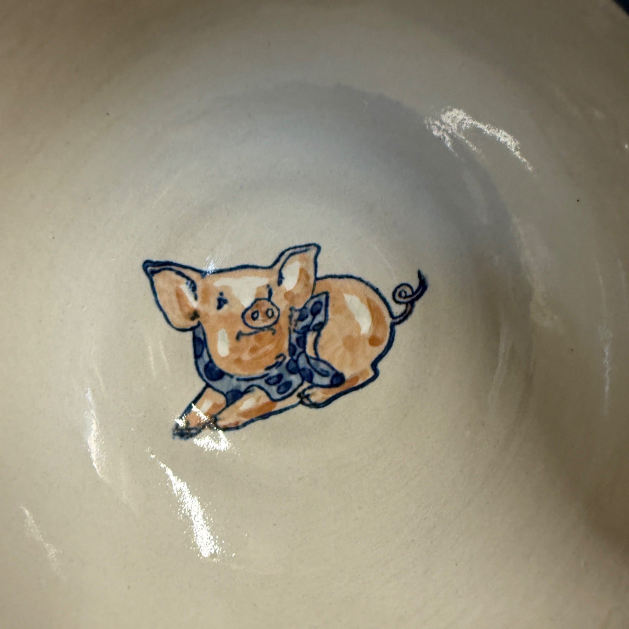 Louisville Stoneware Pig Small Soup or Cereal Dessert Bowl With Handle