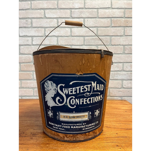 Vintage 1930s Sweetest Maid Confections Candy Buckey Pail Advertising Minnesota