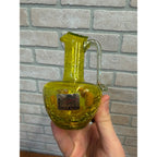Beautiful Vintage GreenCrackle Glass Vase Pitcher Pilgram W/ Sticker