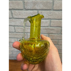 Beautiful Vintage GreenCrackle Glass Vase Pitcher Pilgram W/ Sticker