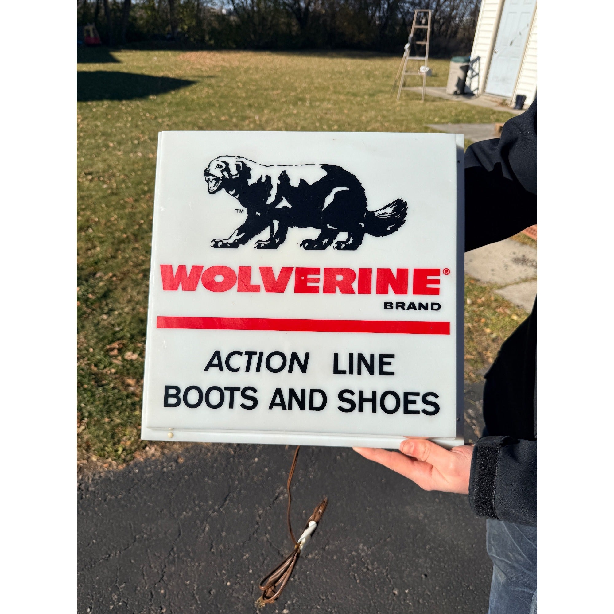 Vintage Wolverine Boots Shoes Advertising Lighted Wall Sign Store Display