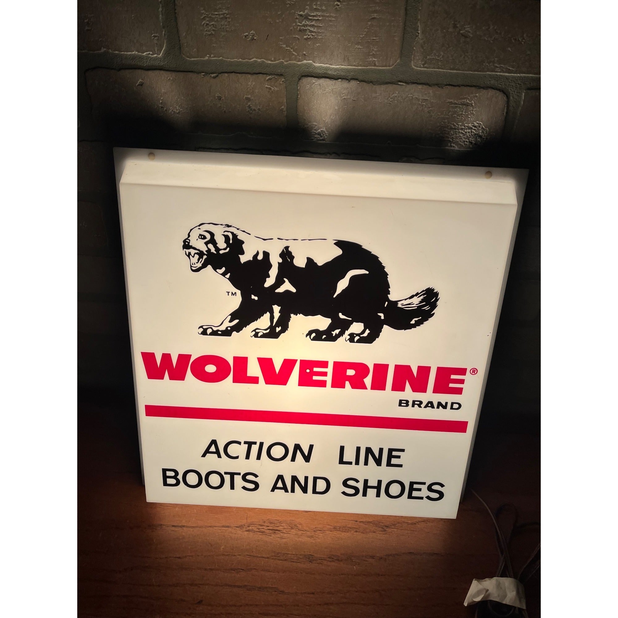 Vintage Wolverine Boots Shoes Advertising Lighted Wall Sign Store Display