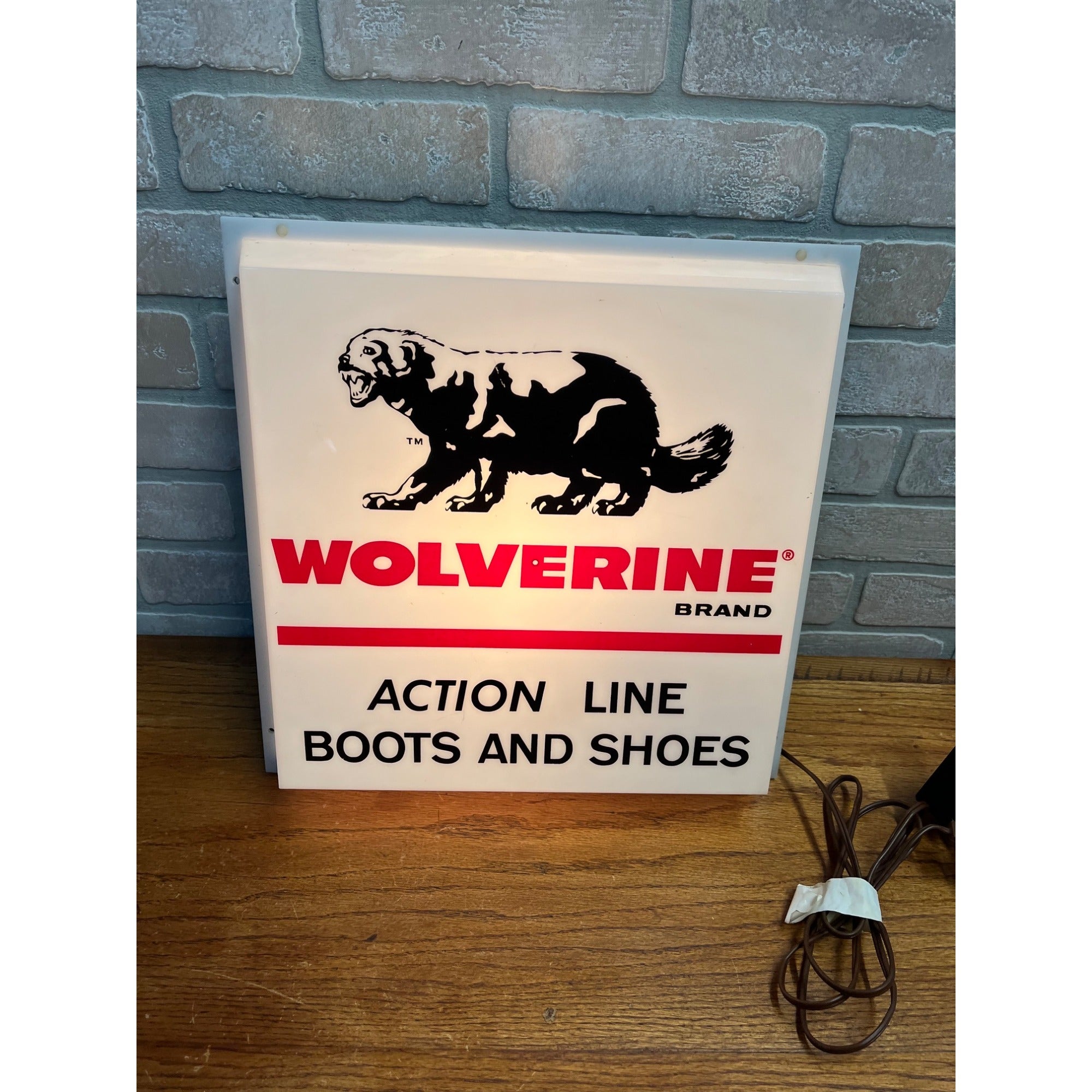Vintage Wolverine Boots Shoes Advertising Lighted Wall Sign Store Display