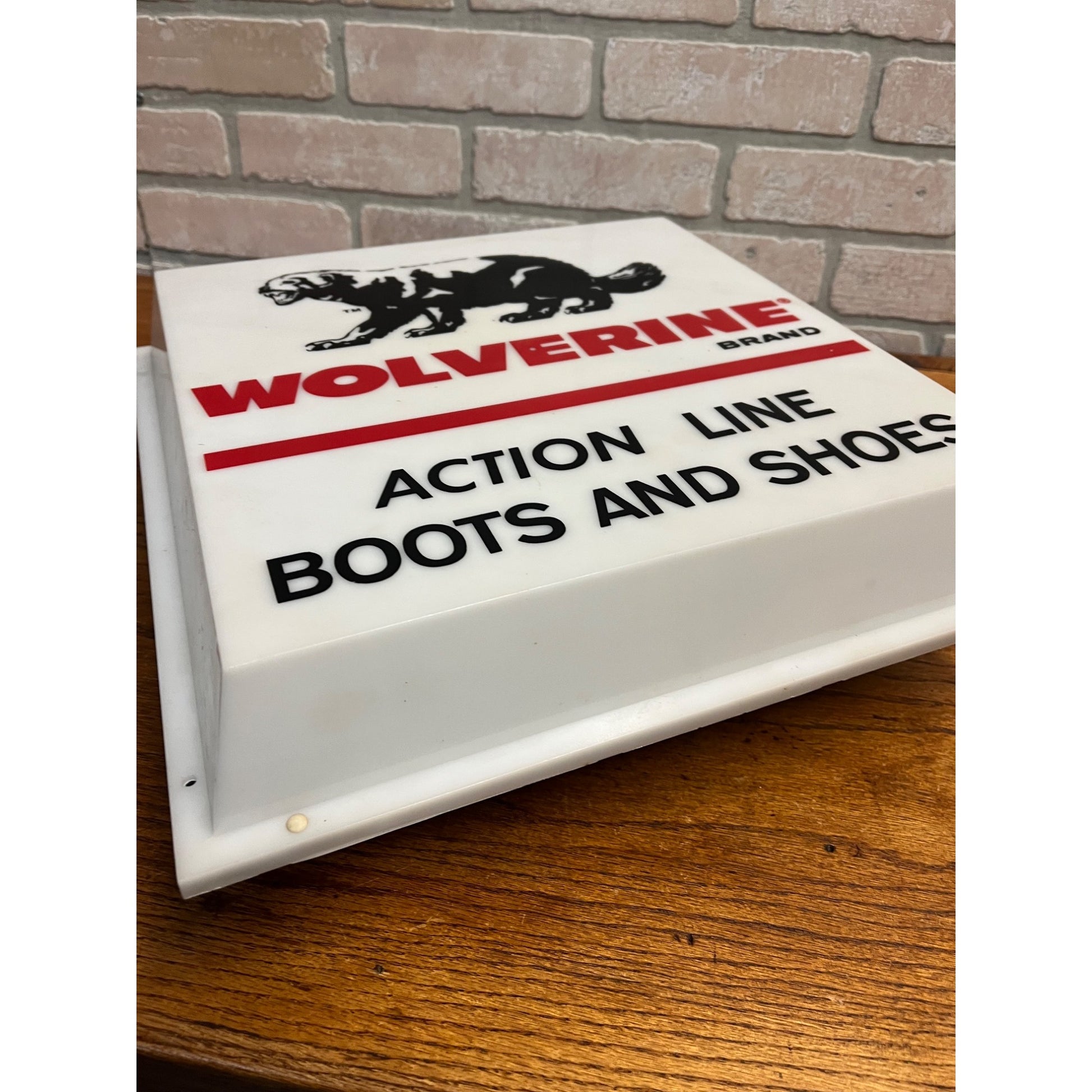 Vintage Wolverine Boots Shoes Advertising Lighted Wall Sign Store Display