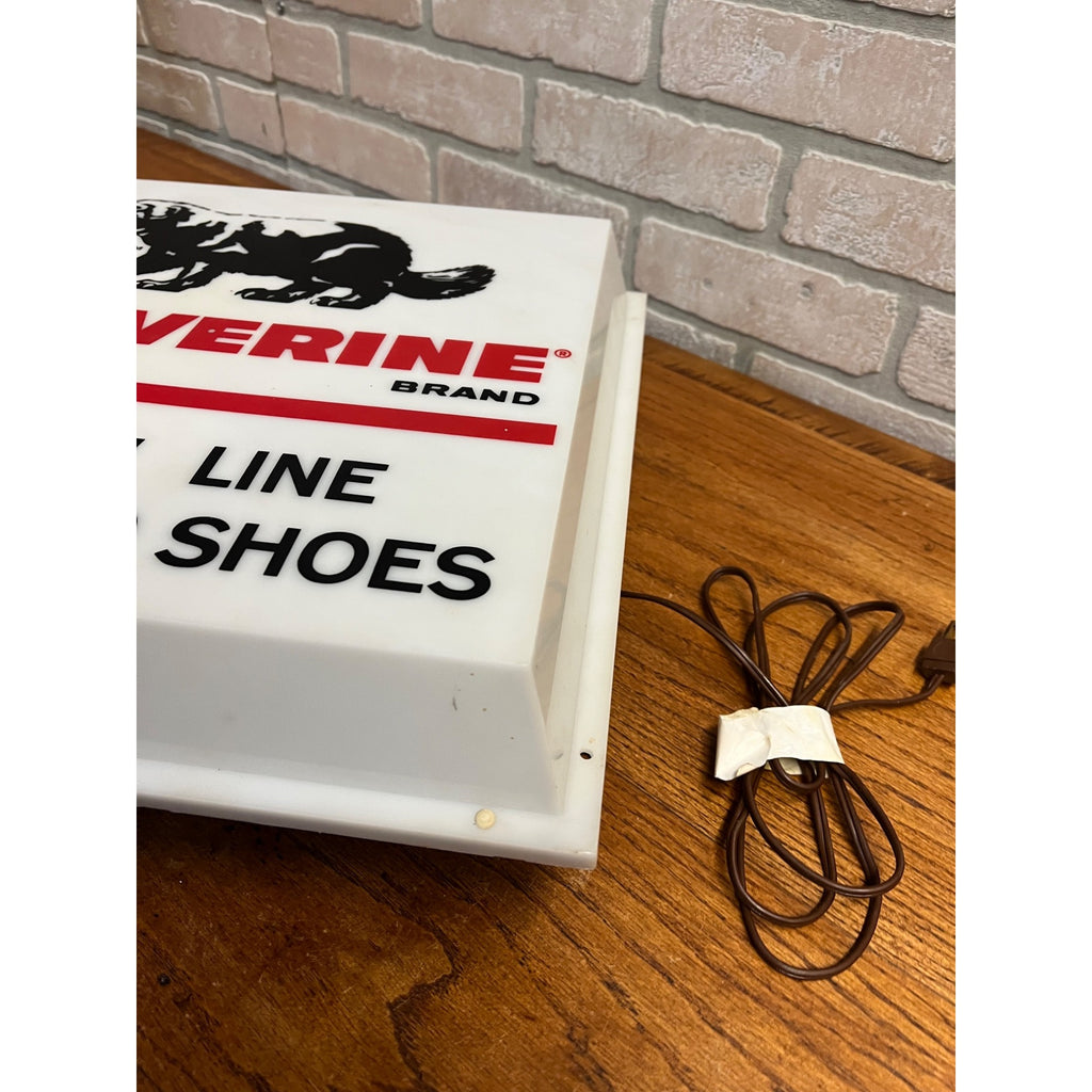 Vintage Wolverine Boots Shoes Advertising Lighted Wall Sign Store Display