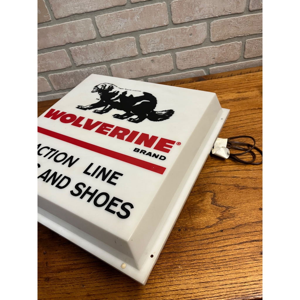 Vintage Wolverine Boots Shoes Advertising Lighted Wall Sign Store Display