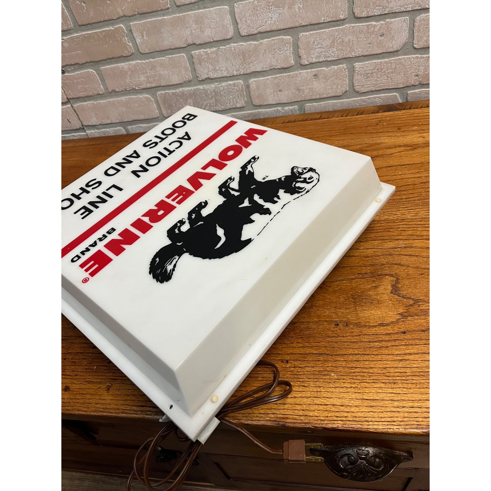 Vintage Wolverine Boots Shoes Advertising Lighted Wall Sign Store Display