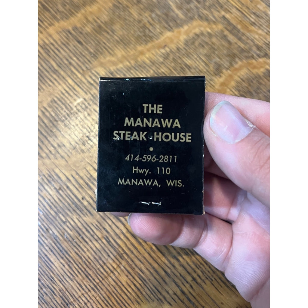 Vintage Matchbook Advertising - Crossroads Mansion Steak House - Oshkosh, Wis. / Manawa Steak House Manawa, Wis.
