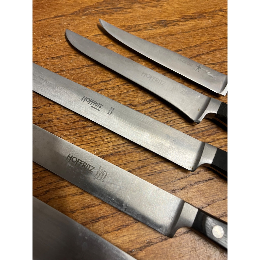 Vintage Germany Sabatier Hoffritz Stainless Steel Chef Knife Knives Set Lot (5)