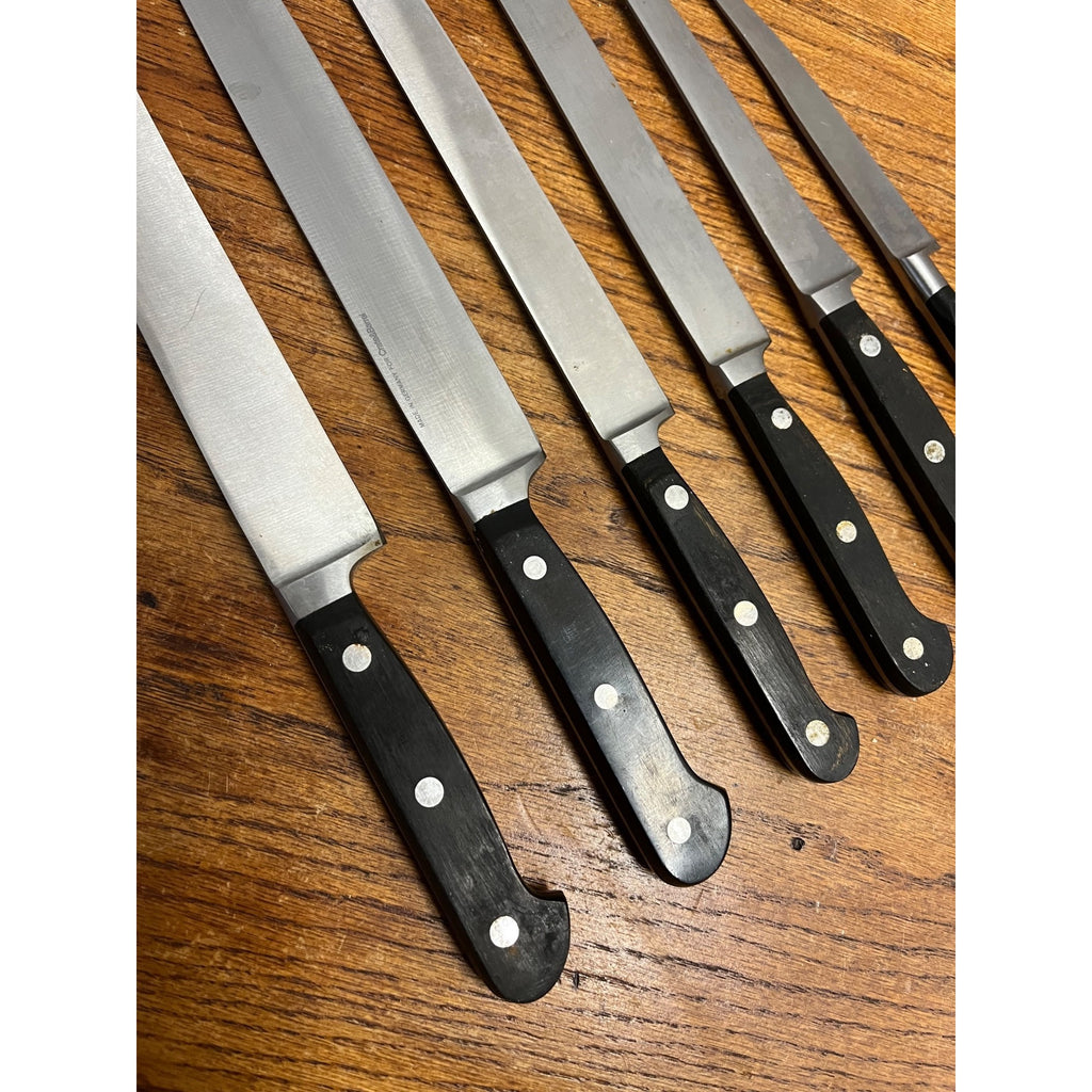 Vintage Germany Sabatier Hoffritz Stainless Steel Chef Knife Knives Set Lot (5)
