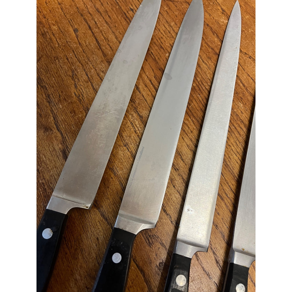 Vintage Germany Sabatier Hoffritz Stainless Steel Chef Knife Knives Set Lot (5)