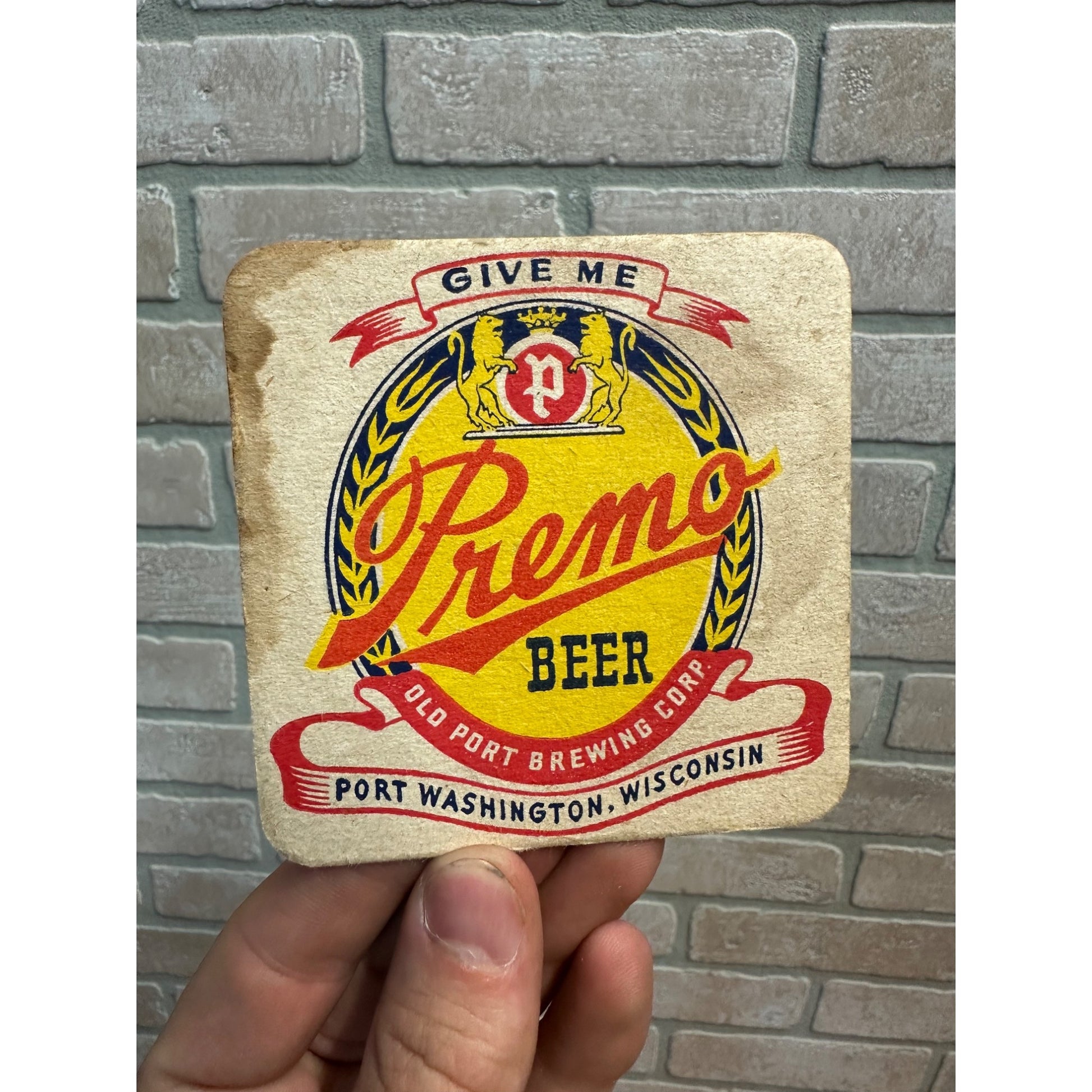 Vintage 1930s Premo Beer Coaster Port Washington Wis Wisconsin Bar Brewing