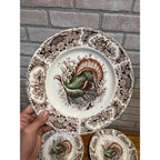 Vintage Windsor Ware Glazed Wild Turkey Dinner Plates Set of Four (4) Johnson Bros. England Thanksgiving