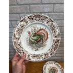 Vintage Windsor Ware Glazed Wild Turkey Dinner Plates Set of Four (4) Johnson Bros. England Thanksgiving