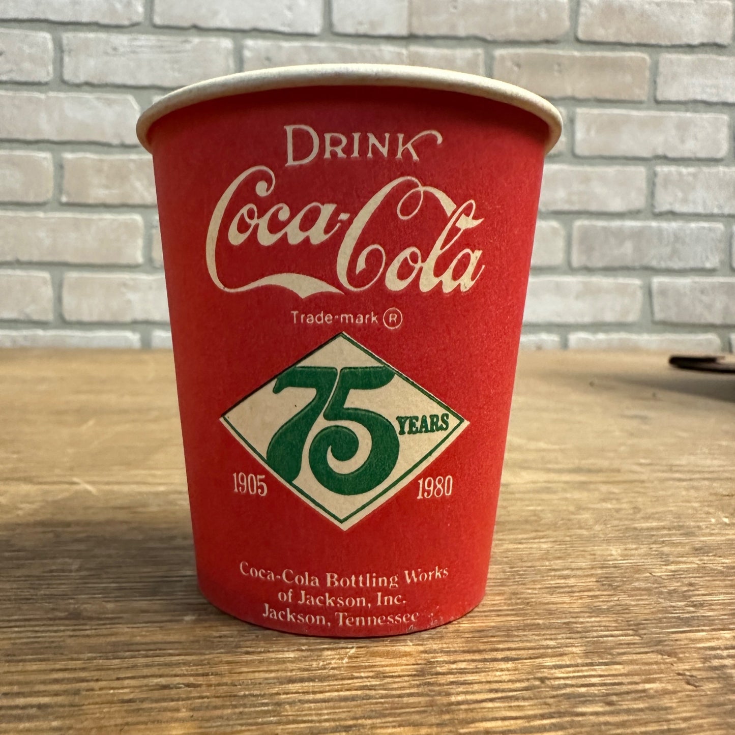 Coca Cola 75th Anniversary 1980 Soda Paper Cup Jackson Tennessee