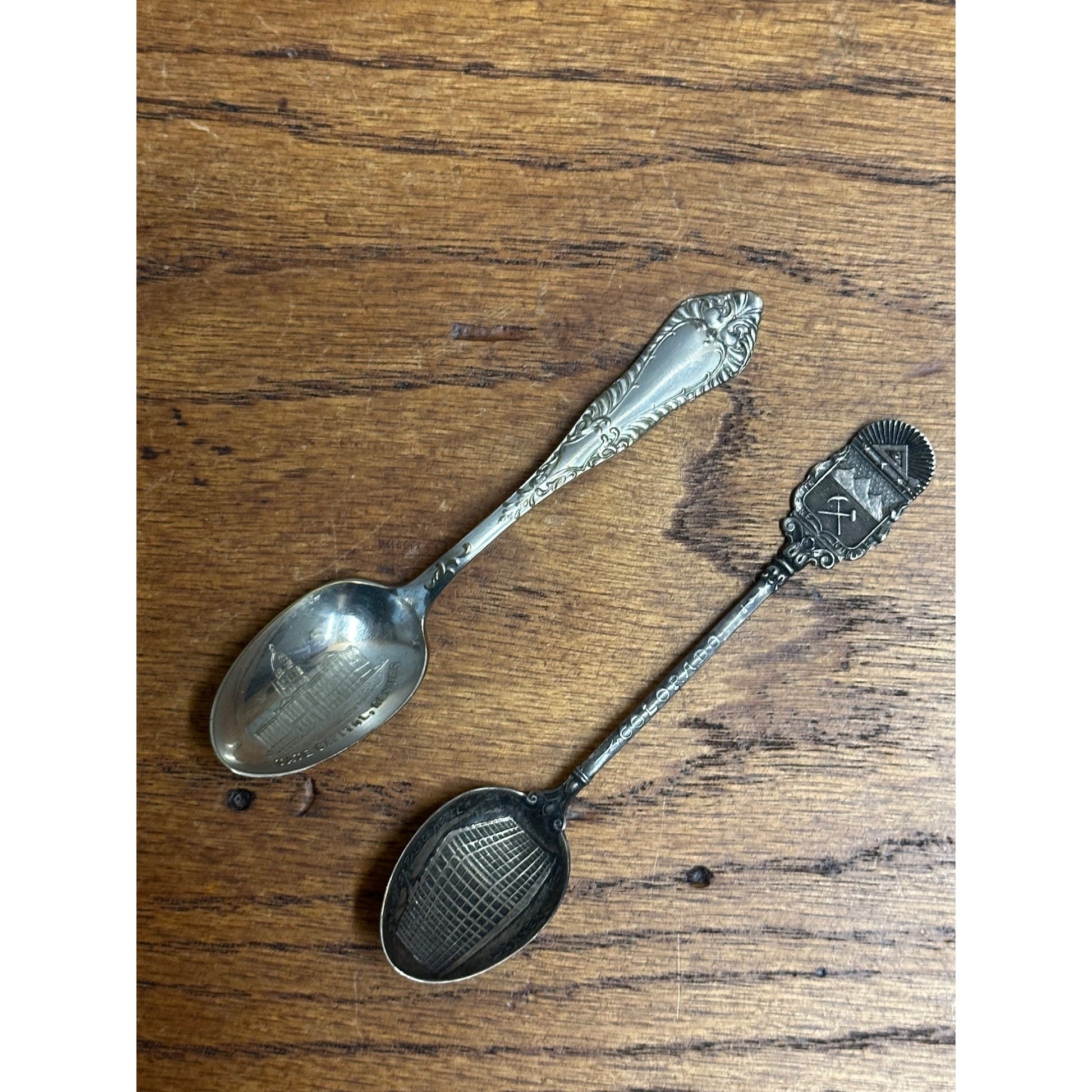 Vintage Colorado Sterling Silver Spoon Lot (2) Brown's Palace Hotel Denver