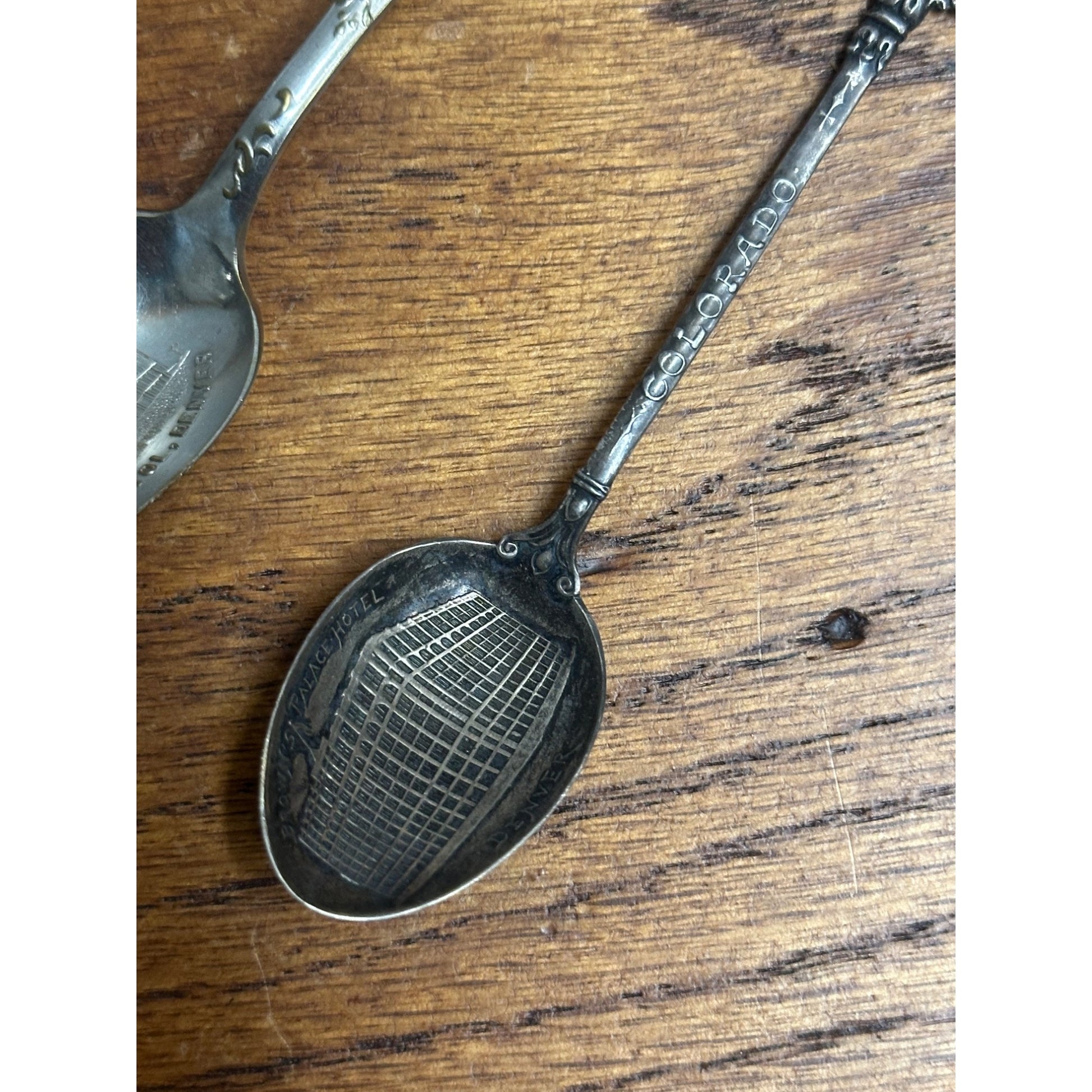 Vintage Colorado Sterling Silver Spoon Lot (2) Brown's Palace Hotel Denver