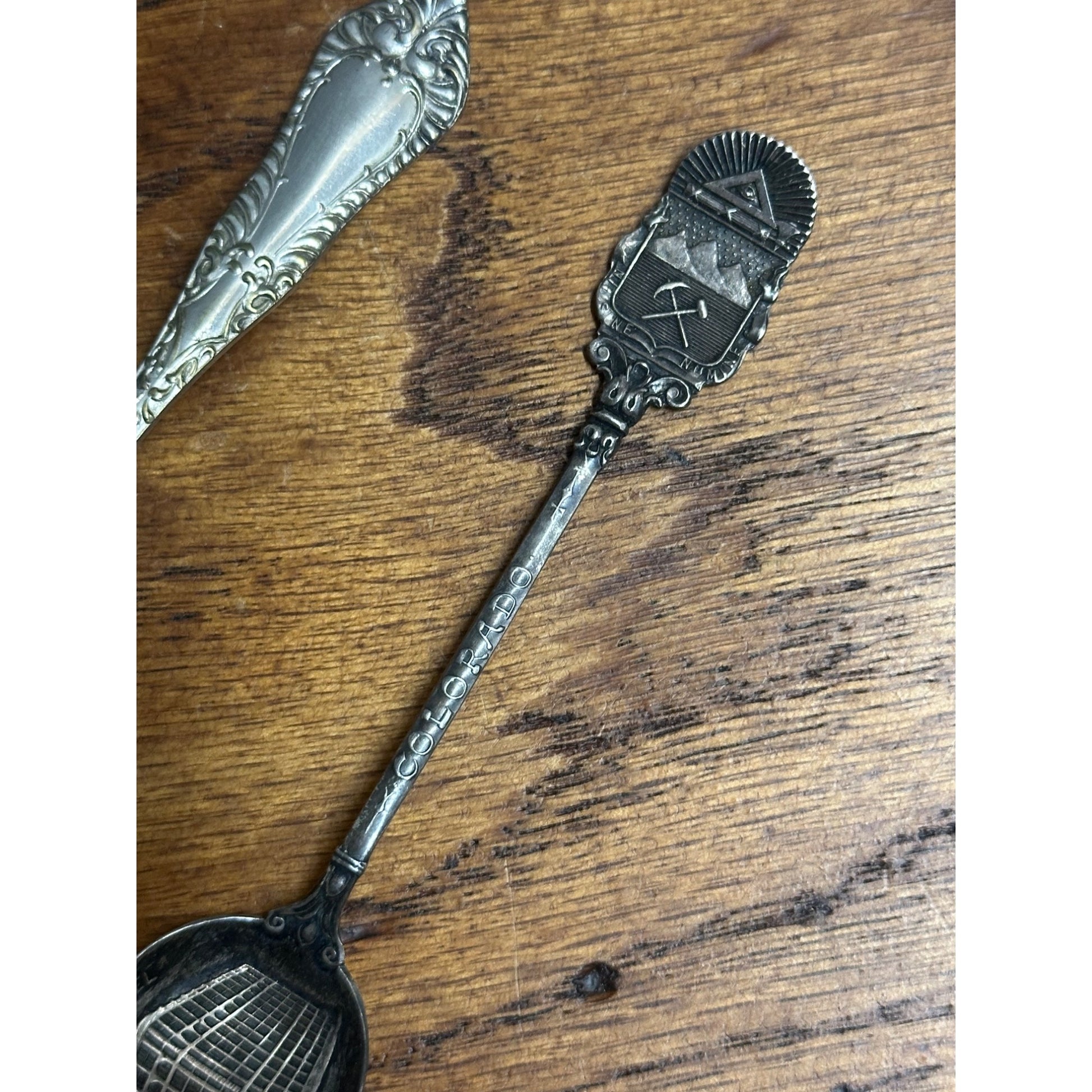 Vintage Colorado Sterling Silver Spoon Lot (2) Brown's Palace Hotel Denver