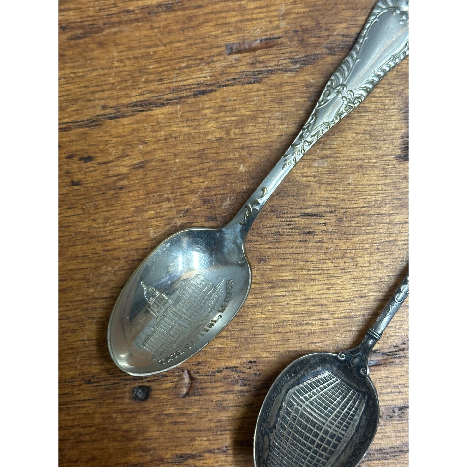 Vintage Colorado Sterling Silver Spoon Lot (2) Brown's Palace Hotel Denver