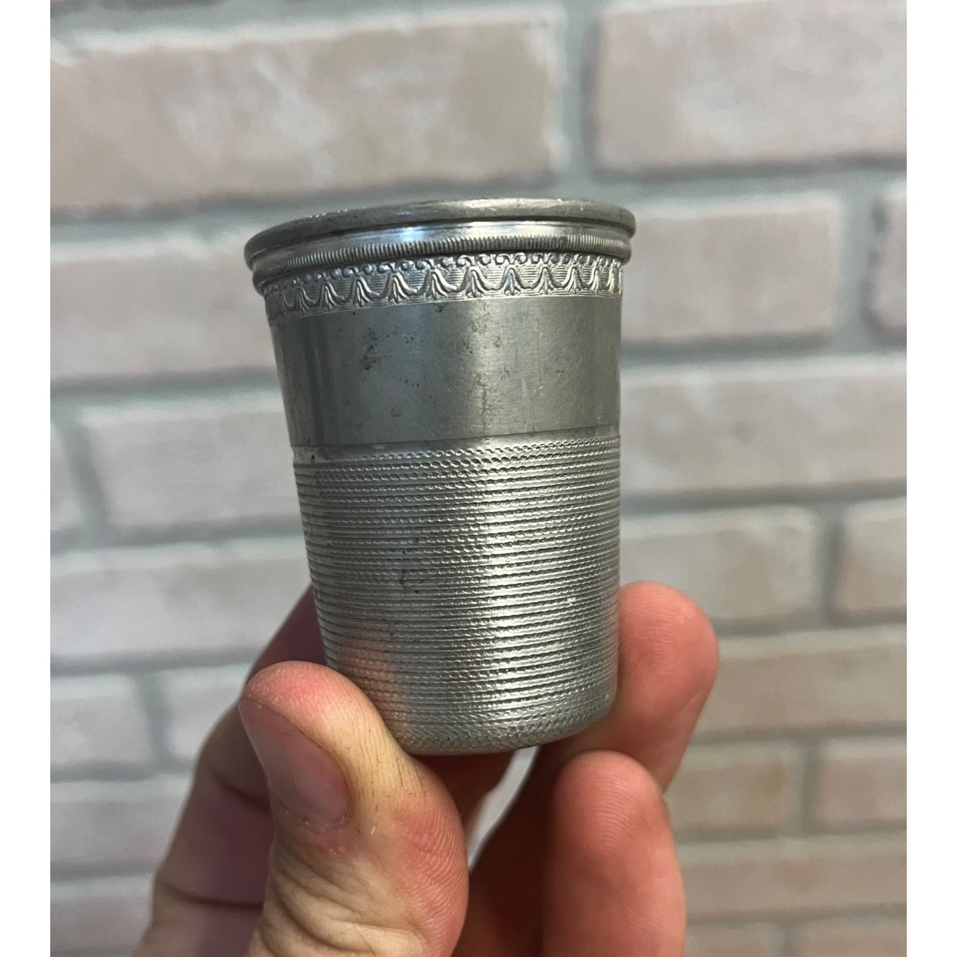 Antique Victorian Sewing Thimble Shot Glass Silver Plated 2.25" Novelty