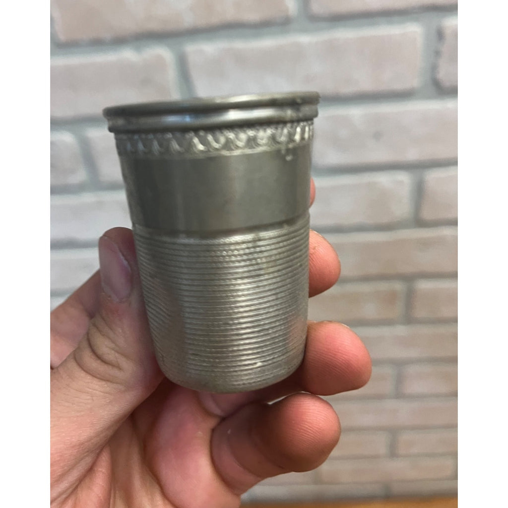 Antique Victorian Sewing Thimble Shot Glass Silver Plated 2.25" Novelty