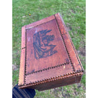 Antique Tramp Art Wooden Box Chipped Carved Notched Folk Art AAFA Primitive