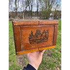 Antique Tramp Art Wooden Box Chipped Carved Notched Folk Art AAFA Primitive