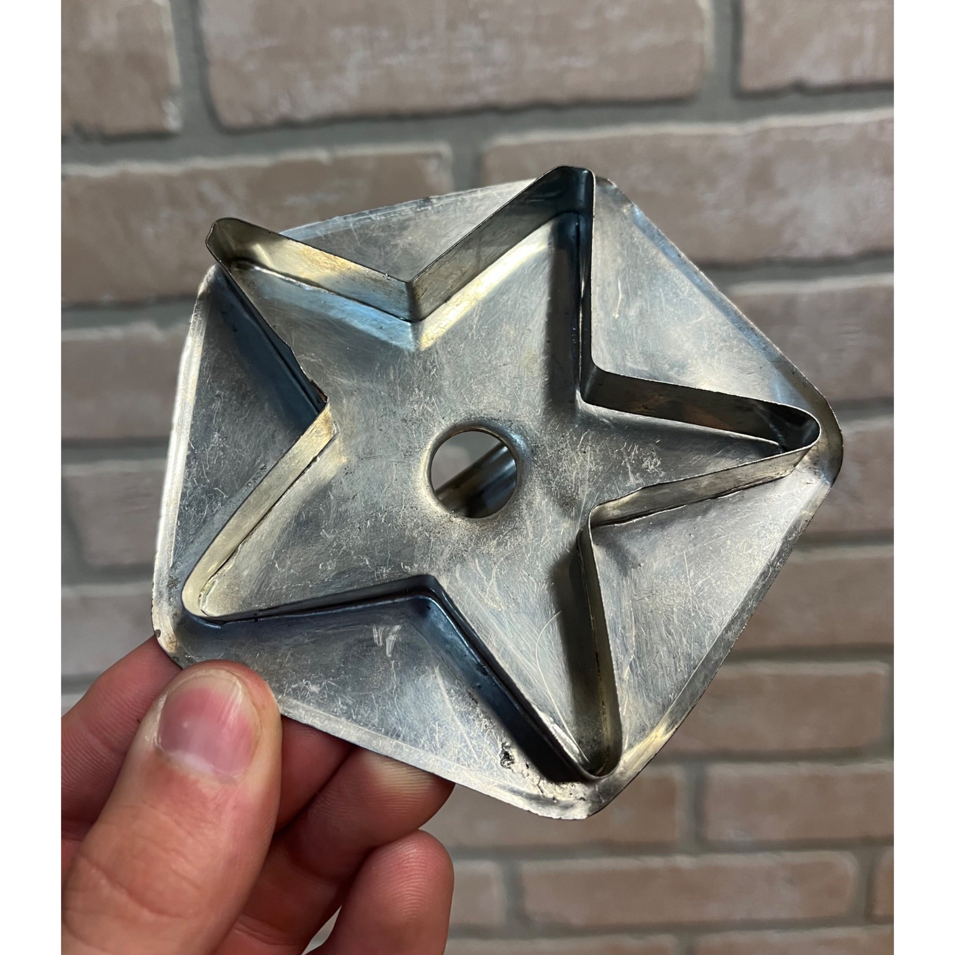 Antique Vintage Primitive 5-Point Star Tin Metal Cookie Cutter Soldered Handle
