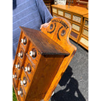 Original Primitive 19th c. Wooden Spice Cabinet 8 Drawers Farmhouse Kitchen Decor