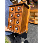 Original Primitive 19th c. Wooden Spice Cabinet 8 Drawers Farmhouse Kitchen Decor
