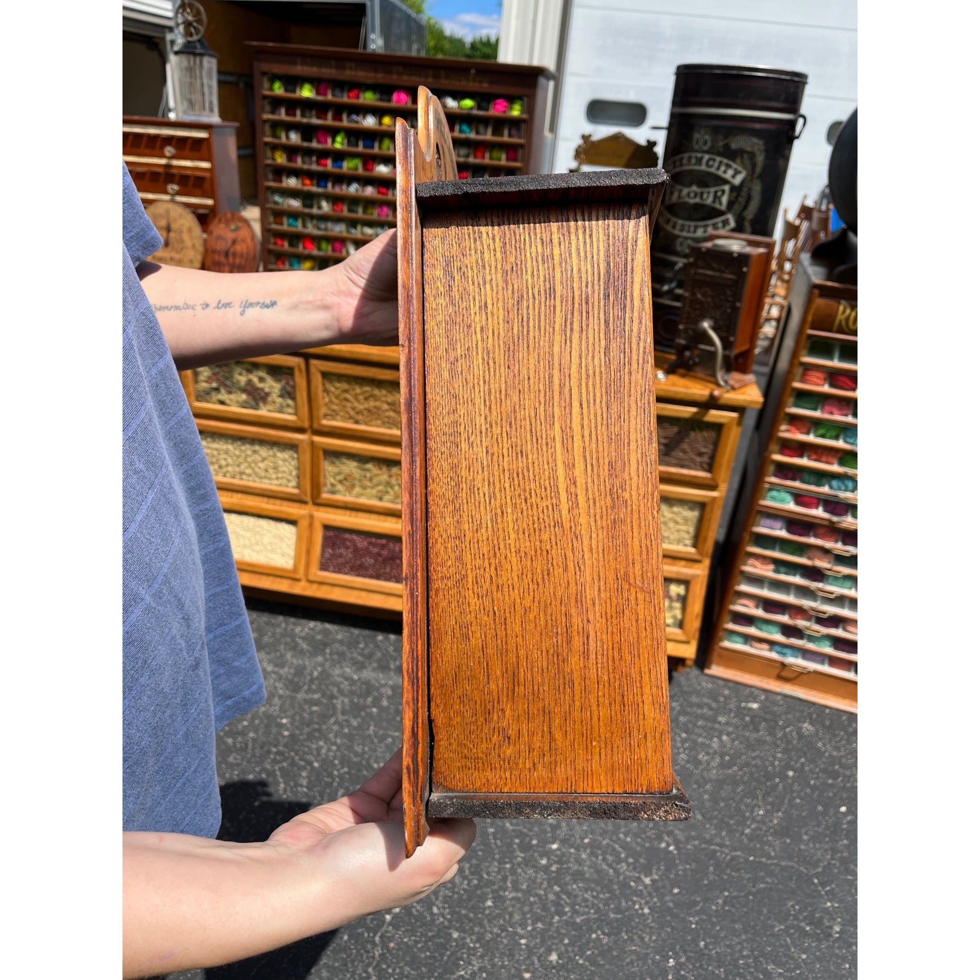 Original Primitive 19th c. Wooden Spice Cabinet 8 Drawers Farmhouse Kitchen Decor