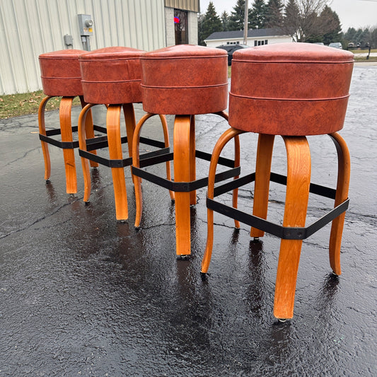 1950s Art Deco Mid Century Bent Leg Bar Stools Chairs Buckstaff Co Oshkosh Wis