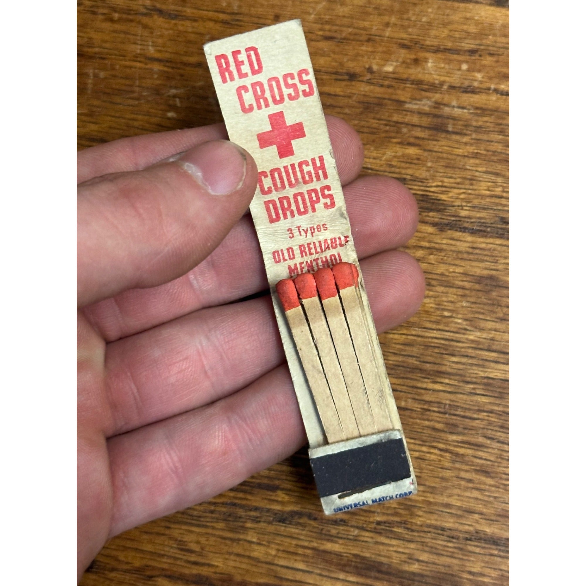 Vintage 1930s Red Cross Cough Drops Matchbook  Unstruck Matches