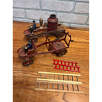 Vintage 1920s Kingsbury Steam Engine Fire Pumper & Ladder Truck Pressed Steel