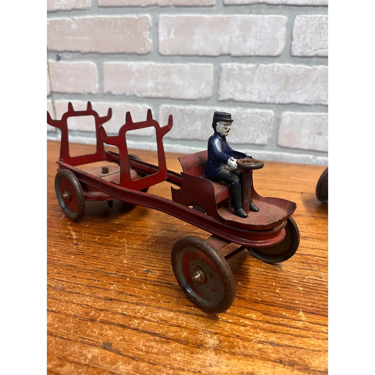 Vintage 1920s Kingsbury Steam Engine Fire Pumper & Ladder Truck Pressed Steel
