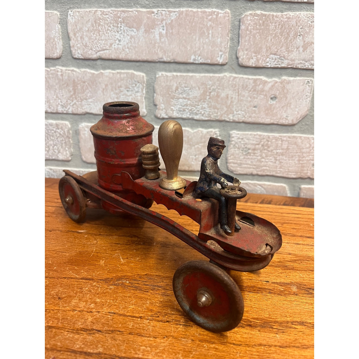 Vintage 1920s Kingsbury Steam Engine Fire Pumper & Ladder Truck Pressed Steel