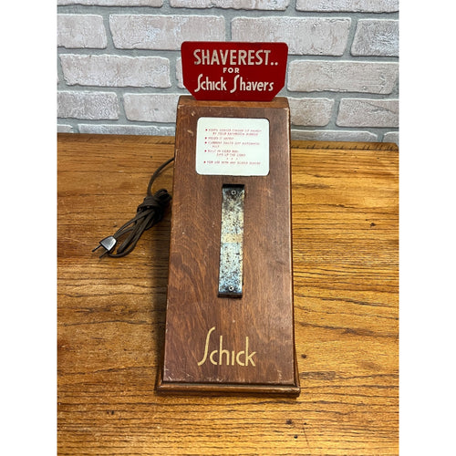 Vintage Schick Shaving Razor Lighted Store Display Stand Wood Case