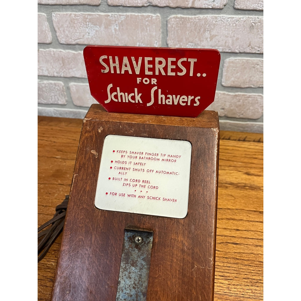 Vintage Schick Shaving Razor Lighted Store Display Stand Wood Case