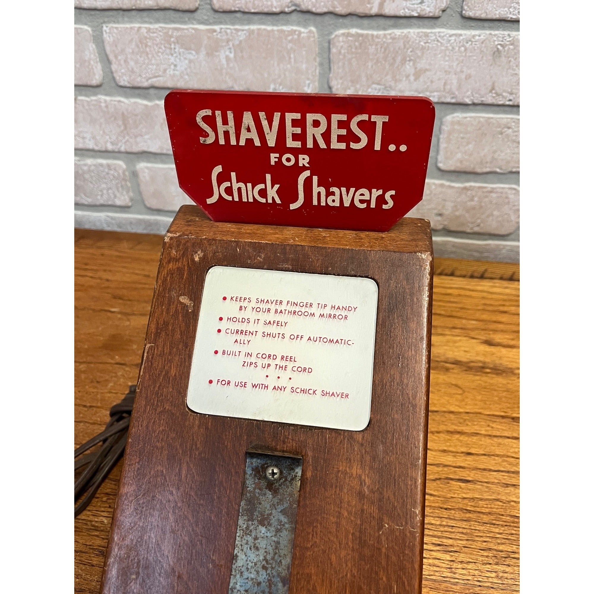 Vintage Schick Shaving Razor Lighted Store Display Stand Wood Case