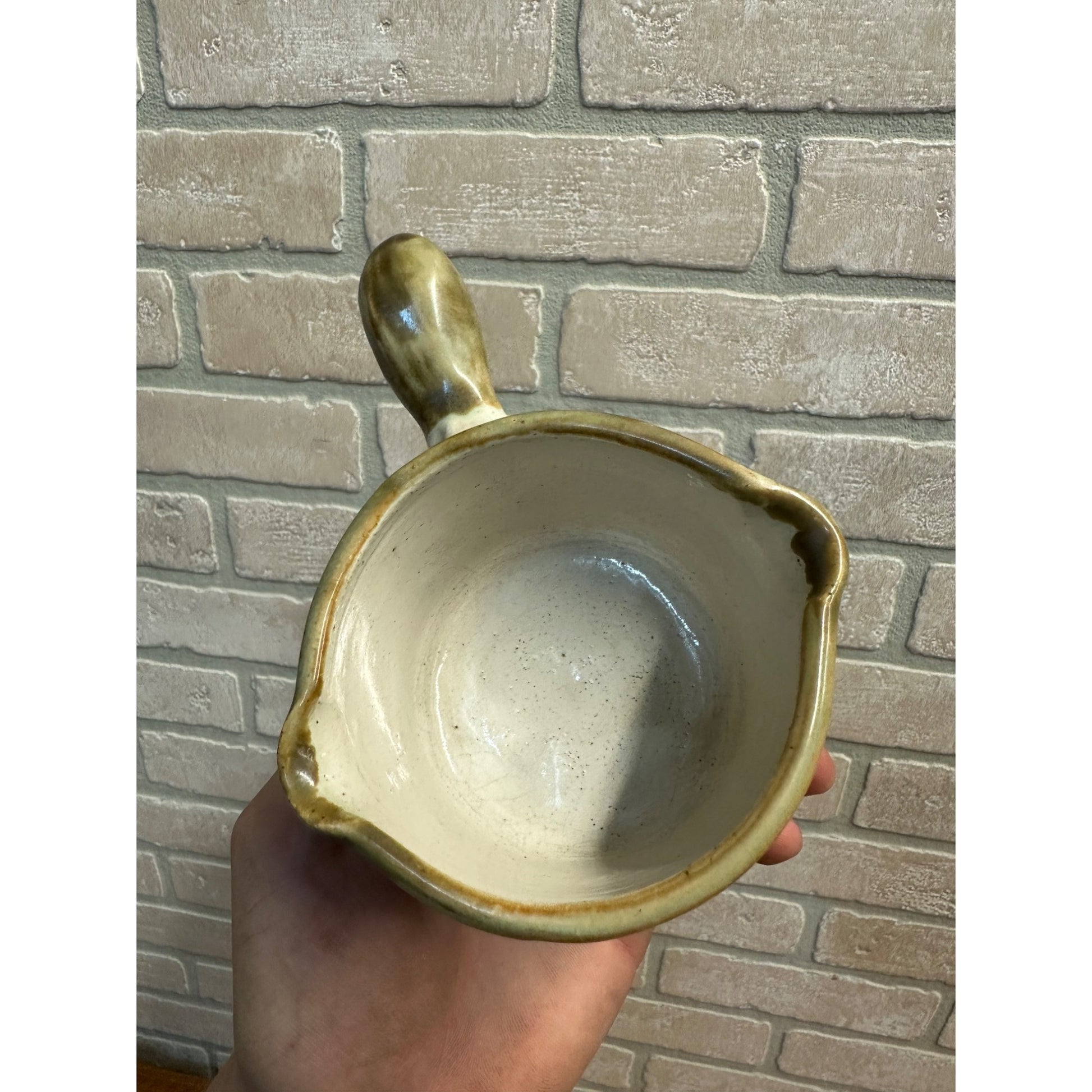 John B. Taylor Louisville Pottery Harvest Pear Double Spout Pipkin Sauce Pot 2"
