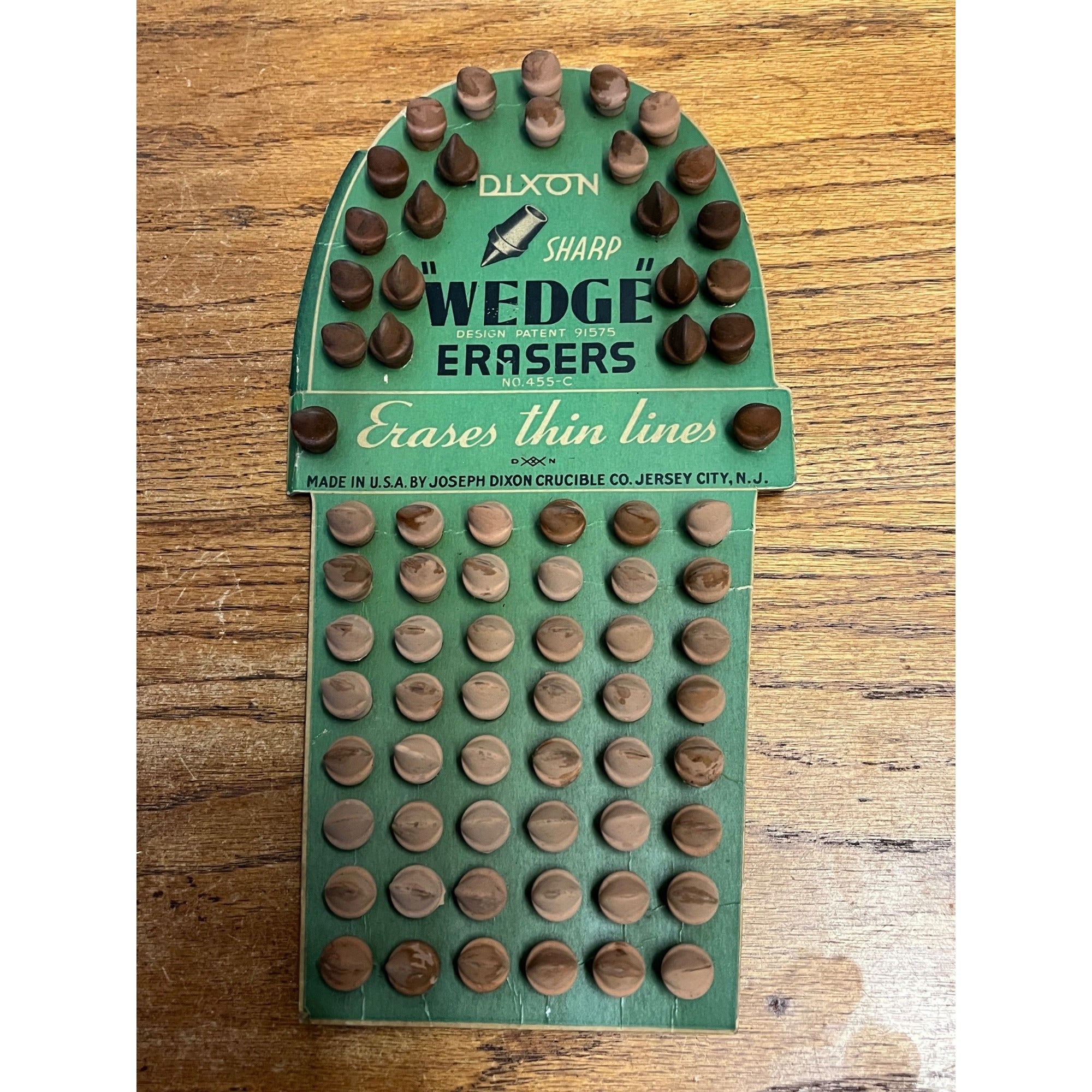 Vintage 1900s Dixon Wedge Pencil Erasers Advertising Store Display Sign Card NOS