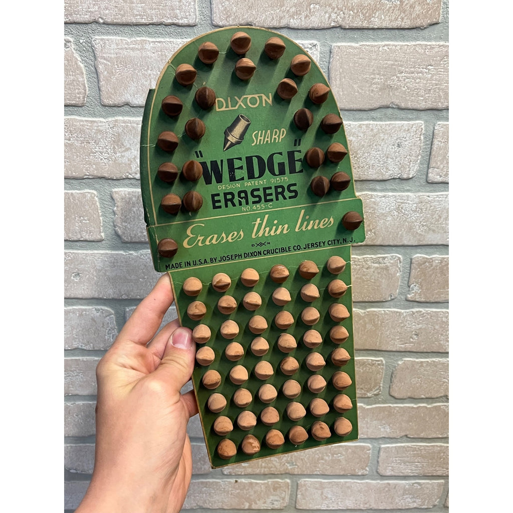 Vintage 1900s Dixon Wedge Pencil Erasers Advertising Store Display Sign Card NOS